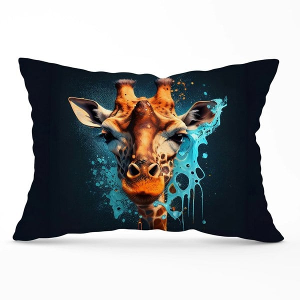 Warren Reed Blue Giraffe Face Splashart Cushions