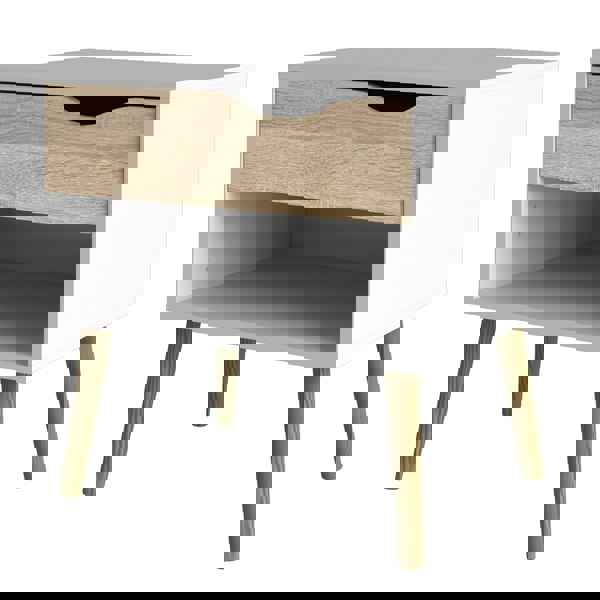 Furniture To Go Oslo Bedside 1 Drawer in White and Oak