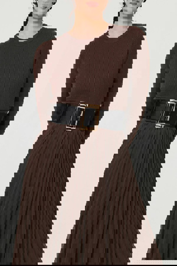 Black | Rectangle Buckle Stretch Wide Belt
