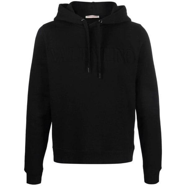 Valentino Embossed Logo Hoodie - Black