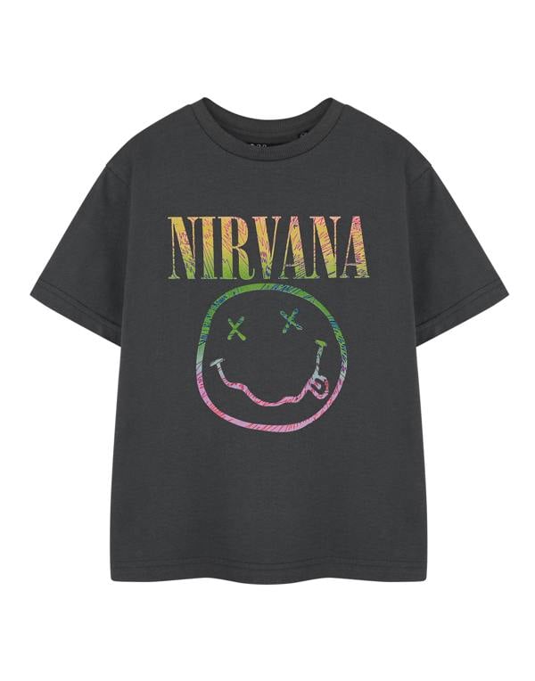 Nirvana Unisex Kids Black Rainbow Short Sleeved T-Shirt