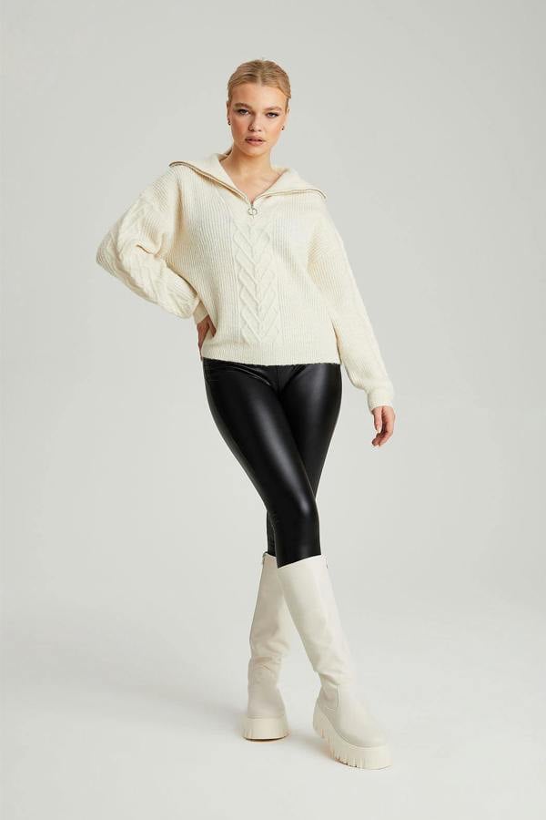 Urban Bliss Oatmeal Cable Half Zip Jumper