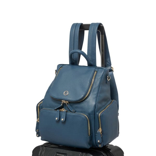 KeriKit England Amber Midi Leather Backpack - Denim Blue