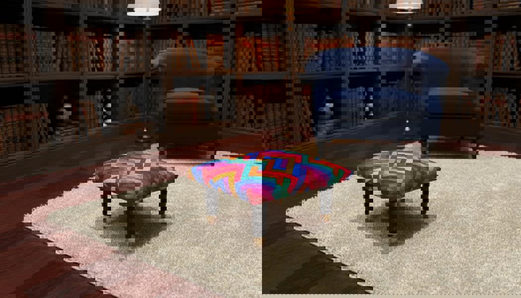 Small Trem Footrest Pouffe – Handmade Velvet Footstool with Detachable Legs (UK - Made) - ISTOOLS