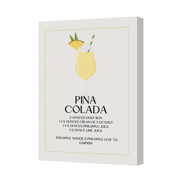 Benjamin Tate Design Pina Colada Cocktail Canvas Wall Art Print For Kitchen And Bar Decor