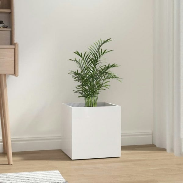 Berkfield Planter Box High Gloss White 40x40x40 cm Engineered Wood