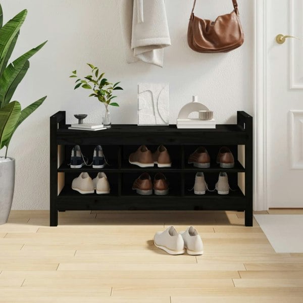 Berkfield Hall Bench Black 110x40x60 cm Solid Wood Pine