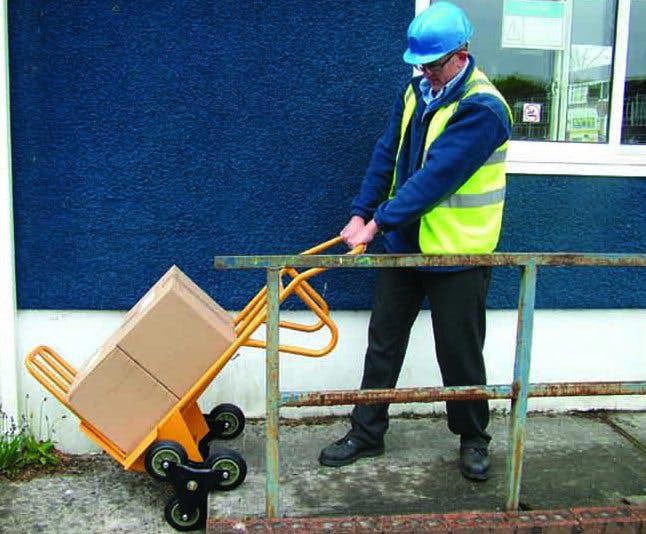 Bristol Tool Company 1894 Heavy Duty Stair Climber Sack Truck, Steel Yellow Frame, 3 Linked Wheels, Folding Toe Plate - 200kg Capacity