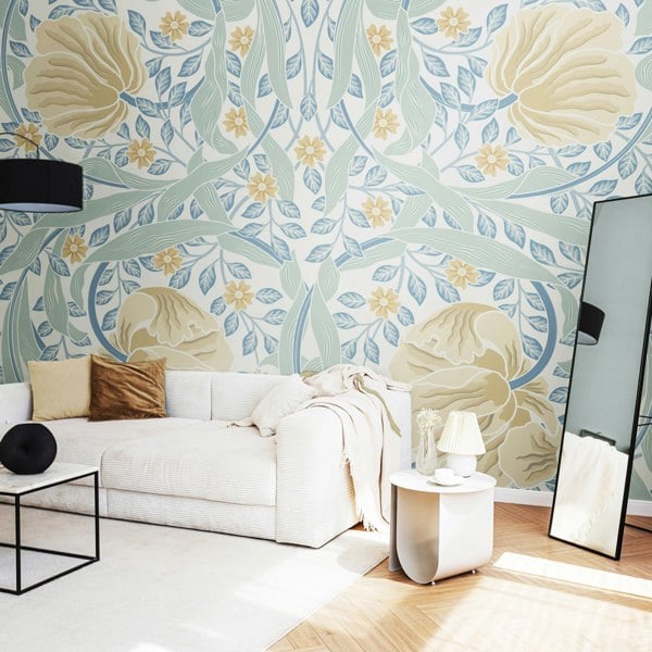 Origin Murals Flower Circle - Soft Blue