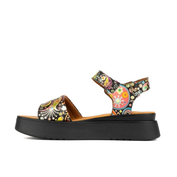 Embassy London AMALFI NAVY PINK - Women's 1.3 inch flatform colourful strappy leather sandal