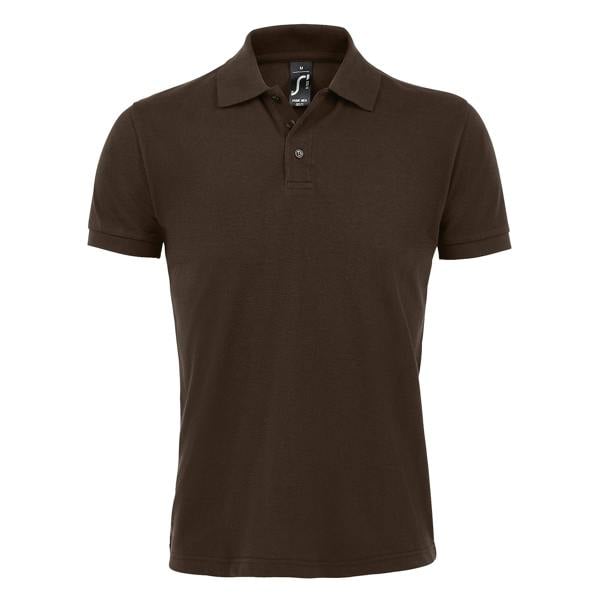SOLs Mens Prime Pique Plain Short Sleeve Polo Shirt - Chocolate