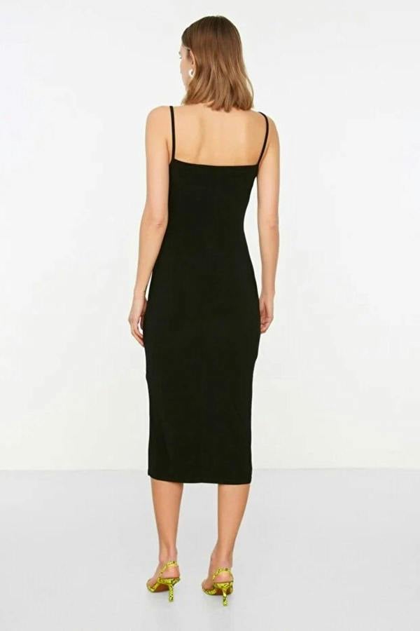 WOVCOR Cowl Neck Stretch Knit Midi Dress