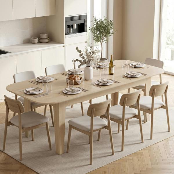 HOMCOM 140-180 cm Extendable Oval Dining Table for 4-6 Round Edges