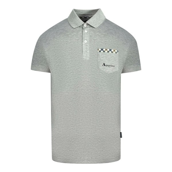 Aquascutum Check Pocket Polo Shirt - Grey