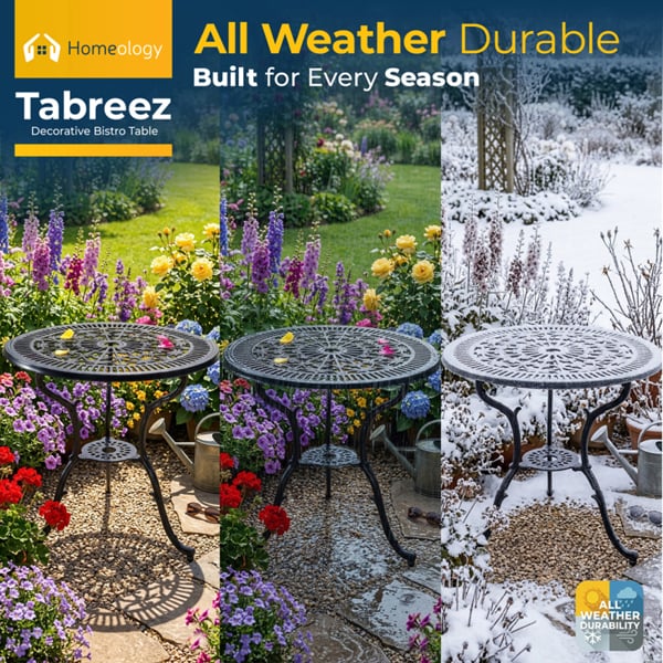 Homeology TABREEZ Garden and Patio Black Cast Aluminium Bistro Table