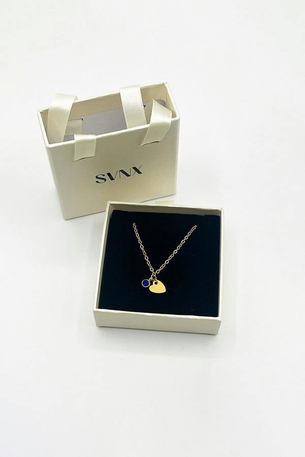 SVNX Mini Heart & Janurary Birthstone Necklace in Gold - Gift Boxed
