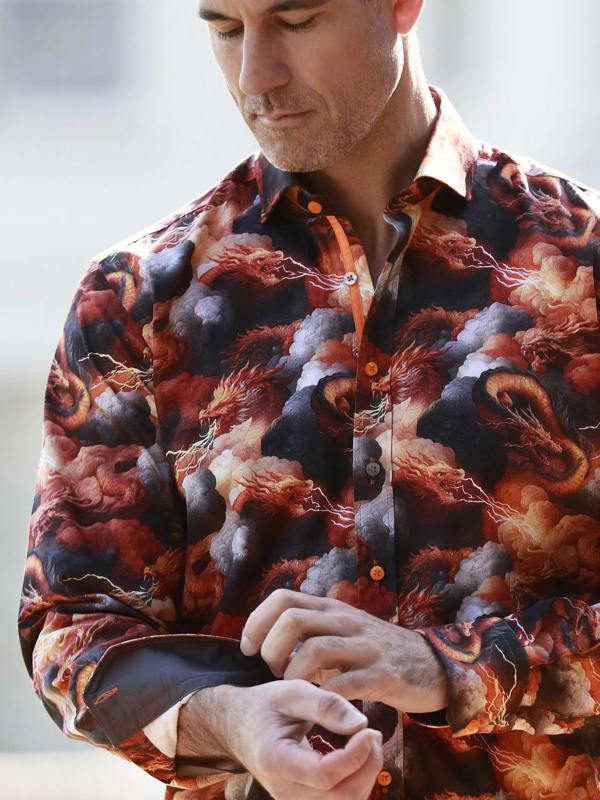 BATTLE OF THE DRAGONS PRINT SHIRT - Claudio Lugli Shirts