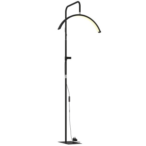 Wyld Haus Elma Metal Black Half Moon Beauty Floor Lamp With Rotating Head Colour Control And Phone Holder