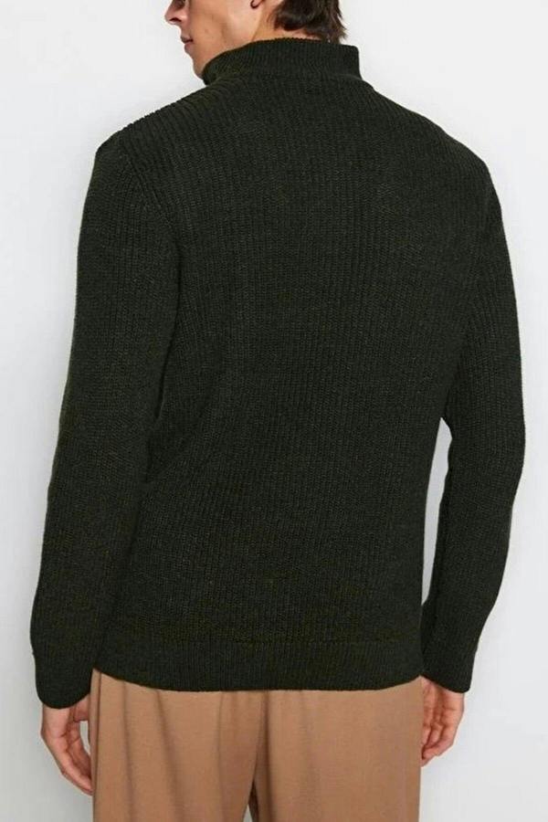 WOVCOR Regular Woolen Zippered Turtleneck Knit Men's Sweater