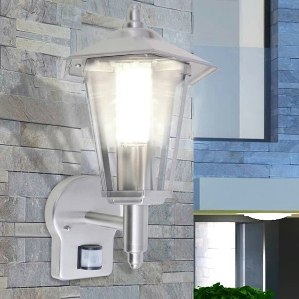 Berkfield Outdoor Uplight Wall Lantern with Sensor Stainless Steel