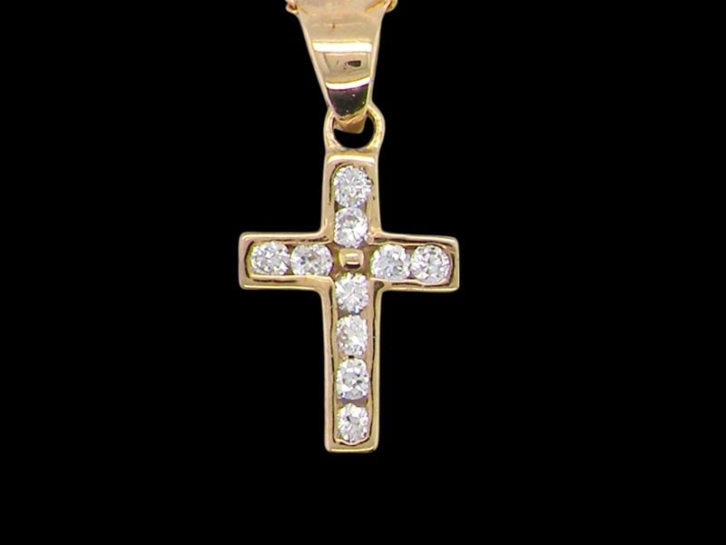 Vintage Tom A 9 carat gold cubic zirconia cross