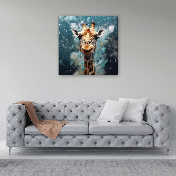 Warren Reed Splash Art Giraffe Face Canvas