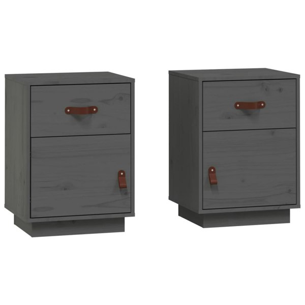 Berkfield Bedside Cabinets 2 pcs Grey 40x34x55 cm Solid Wood Pine