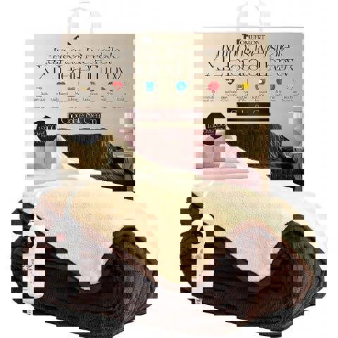 Homefront Extra Large Electric Heated Throw in Chocolate and Cream Easy To Use, Digital Control - Machine Washable