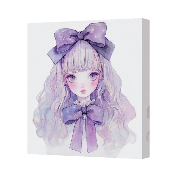 Benjamin Tate Design Pastel Lavender Girl Canvas Art Print With Bow Contemporary Style