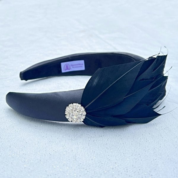 Black Headpiece Races Headband Feather Fascinator Headband