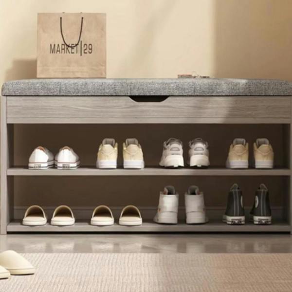Havendro Shoe Bench with Padded Seat Cushion Wooden Shoe Storage Cabinet Organiser Rack