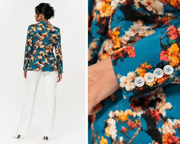 Aqua Enchanted Garden Print Blazer - Claudio Lugli Shirts