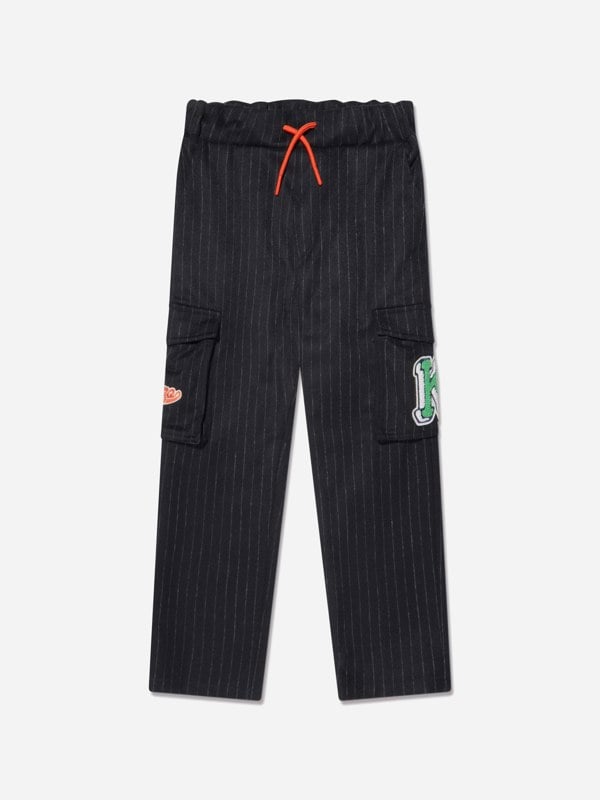 KENZO KIDS KENZO Boys Striped Cargo Trousers in Navy