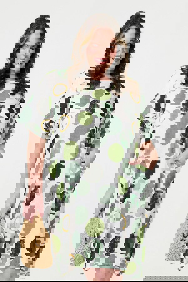 Green | Polka Dot Relaxed Tunic Dress