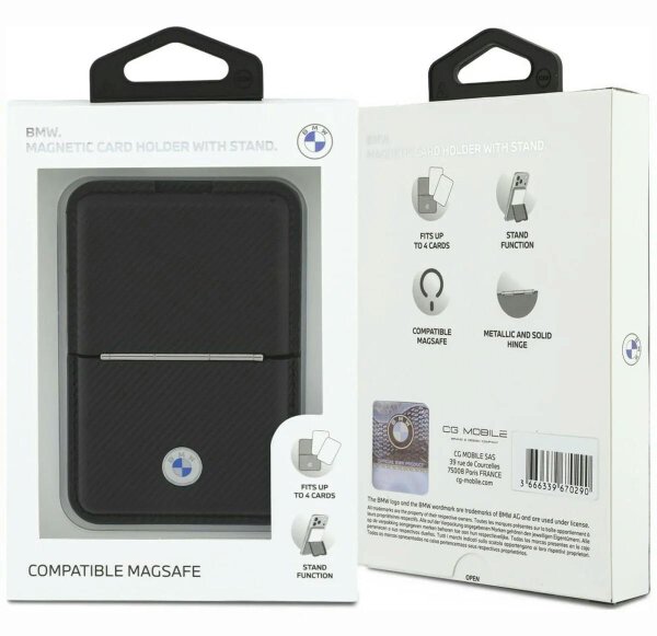 BMW Carbon Metal Logo Magnetic Card Holder with Stand Black - BMOWMCS26PTKLK