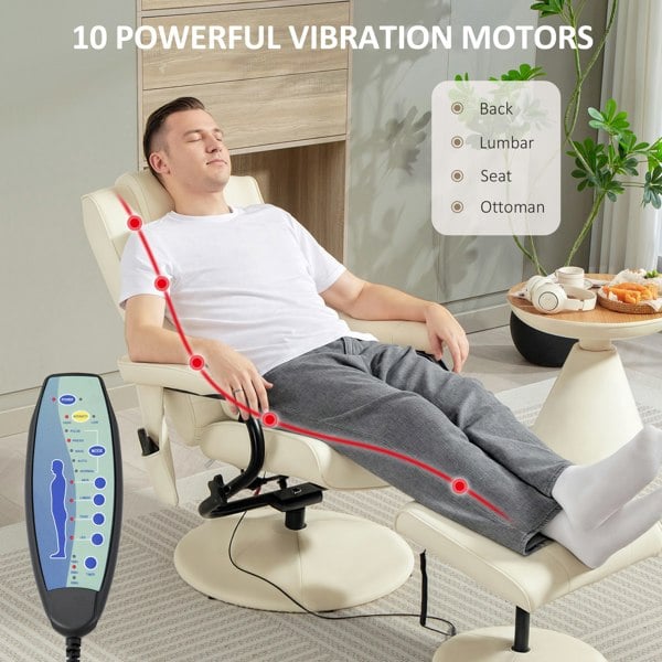 Massage Recliner Chair with Ottoman Set