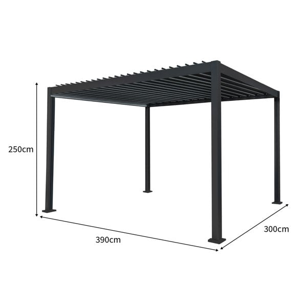 Jardi Anthracite Aluminium Pergola With LED Lights - 3m x 4m
