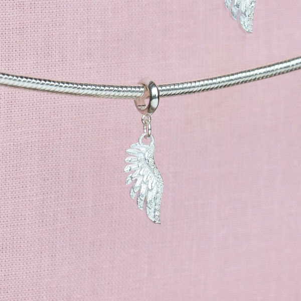 Sterling Silver Crystal Angel Wing Charm - MYLEE London