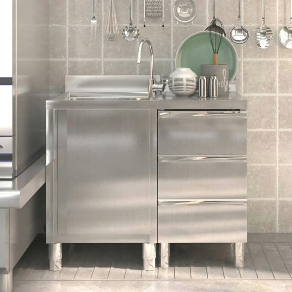 Berkfield Commercial Kitchen Cabinets 2 pcs Stainless Steel