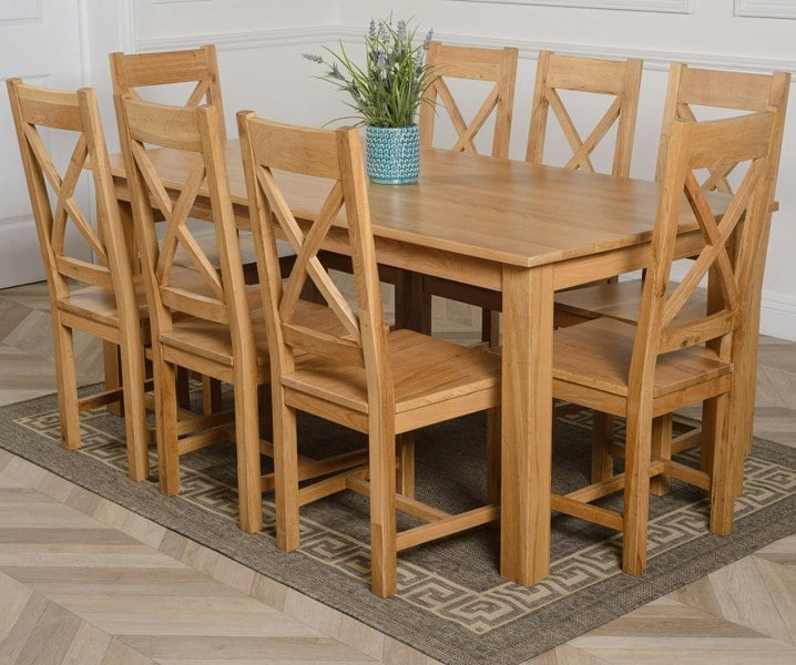 That's Furniture Oslo 180 x 90cm Large Oak Dining Set with Berkeley Oak Chairs
