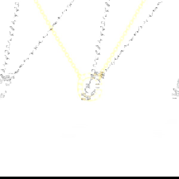 Say It With Dainty CZ Block Initial Necklace - Yellow Gold Plated
