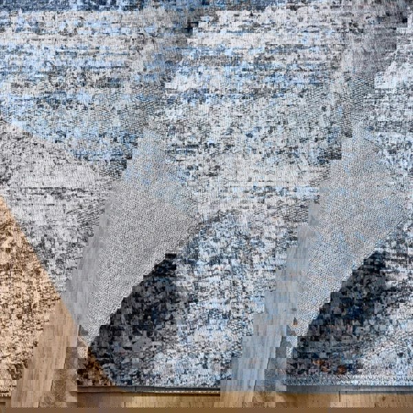 Eco-Washable Blue Rug Abstract Design