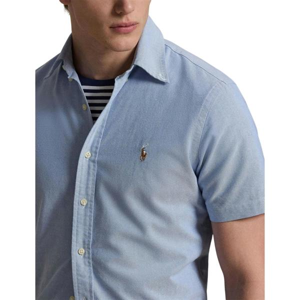 Ralph Lauren Mens Logo Oxford Short-Sleeved Shirt - Blue - 