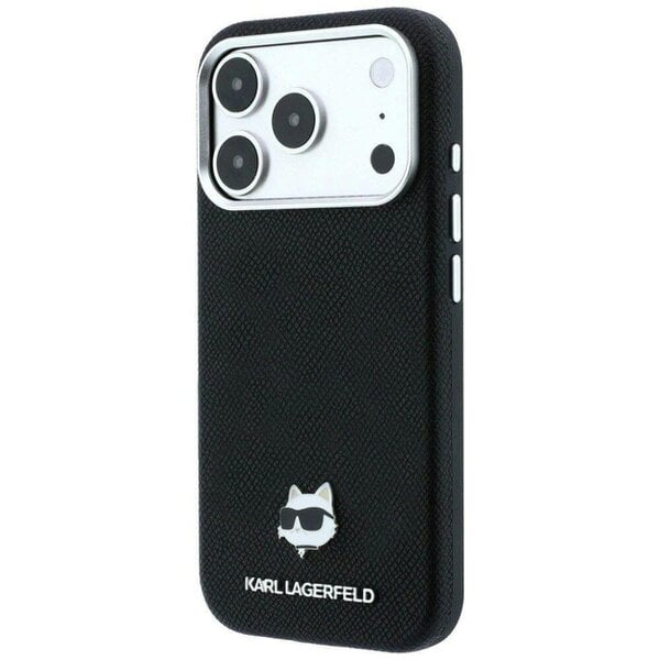 Karl Lagerfeld Grained Choupette Head Metal Logo Case with MagSafe for iPhone 17/18 Pro Max 6.9" Black - KLHMP18X6PSCHLK