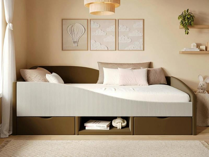 Flair Aubrey Velvet Storage Low Sleeper Bed with Beige Cord