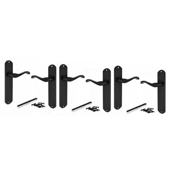 EDH Door Hardware Matt Black Cadenza Victorian Scroll Door Handles – 1, 3 & 5 Pair Packs – 178mm x 38mm - 3 Pairs