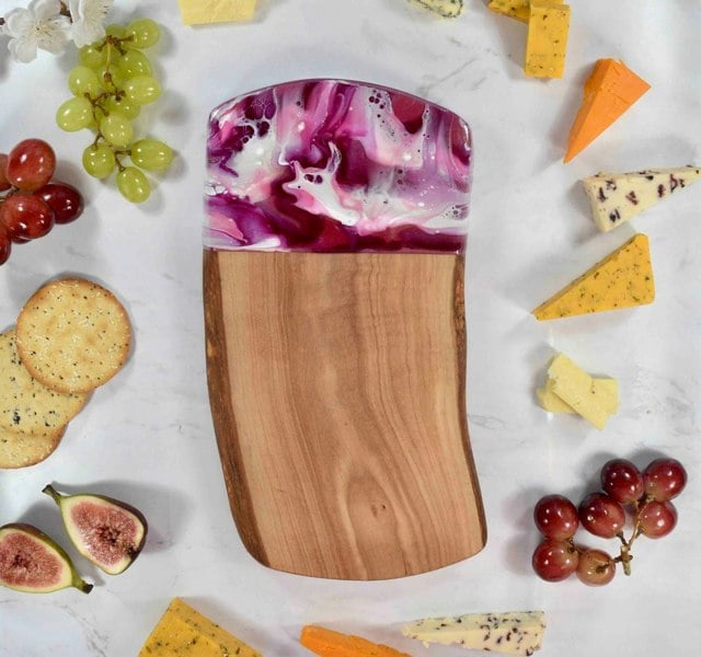 Pink Chopping Board - Olive Wood Cheese Board - Unique Gifts for Girlfriend - Cheese Lover Gifts - Foodie Gifts - Mothers Day Gifts