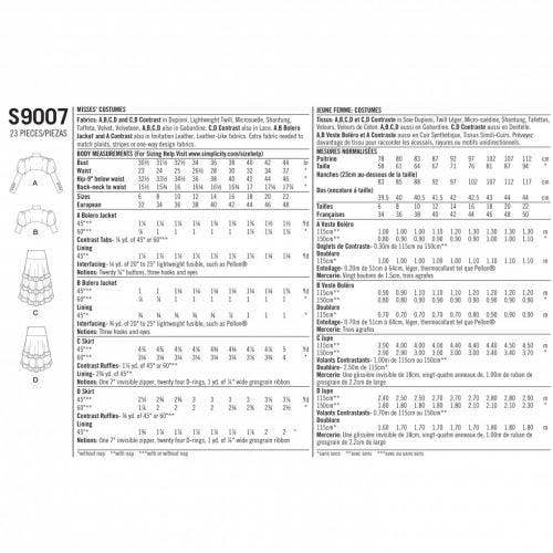 Simplicity Sewing Pattern 9007, Costumes for Women, H5 (6-8-10-12-14) - Intermediate