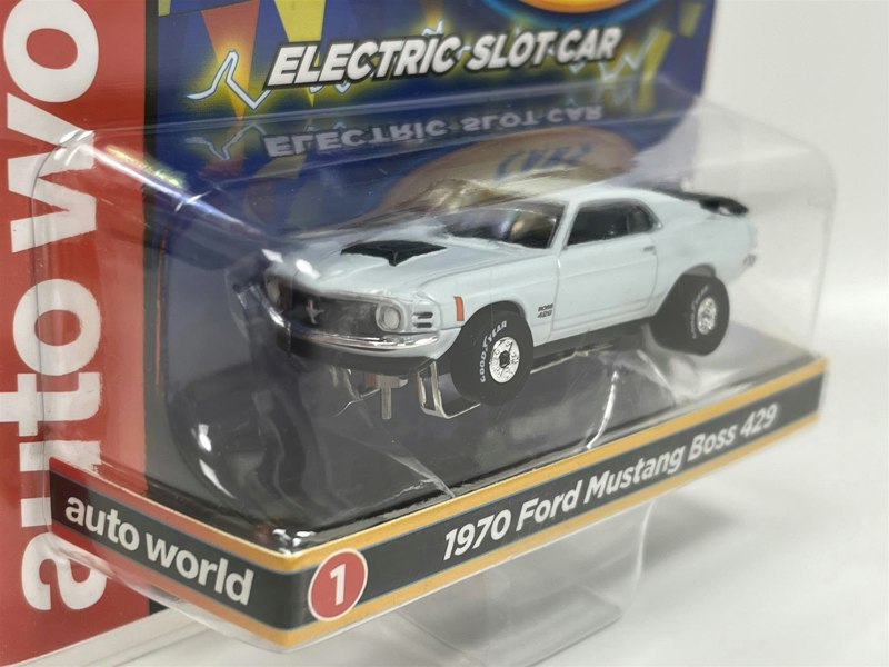 Auto World Slot Cars 1970 Ford Mustang Boss 429 Light Blue Thunderjet Ultra G HO Slot Car SC377-1