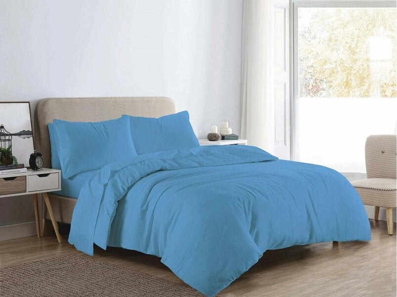 Night Zone Flannelette Duvet Cover Set – 100% Brushed Cotton Warm Bedding with Pillowcases - Blue